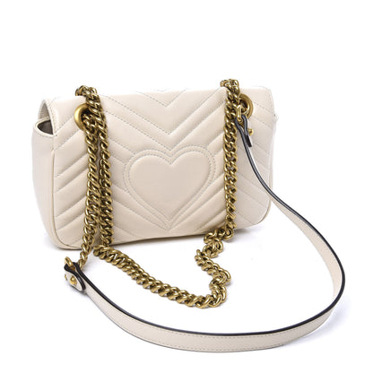 Gucci Calfskin Matelasse Mini GG Marmont Shoulder Bag White 2 of 11