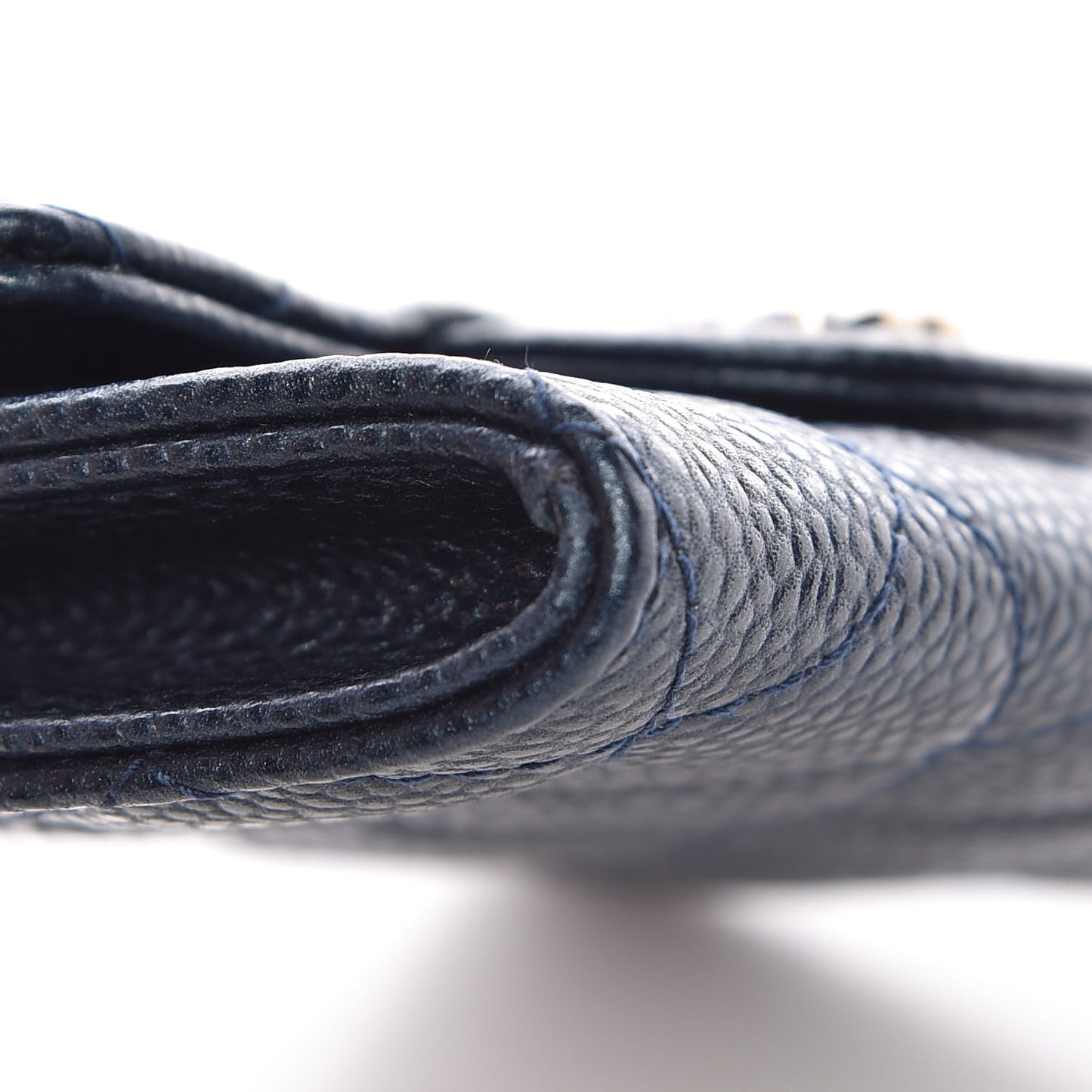 Metallic Caviar Quilted Flap Card Holder Dark Blue