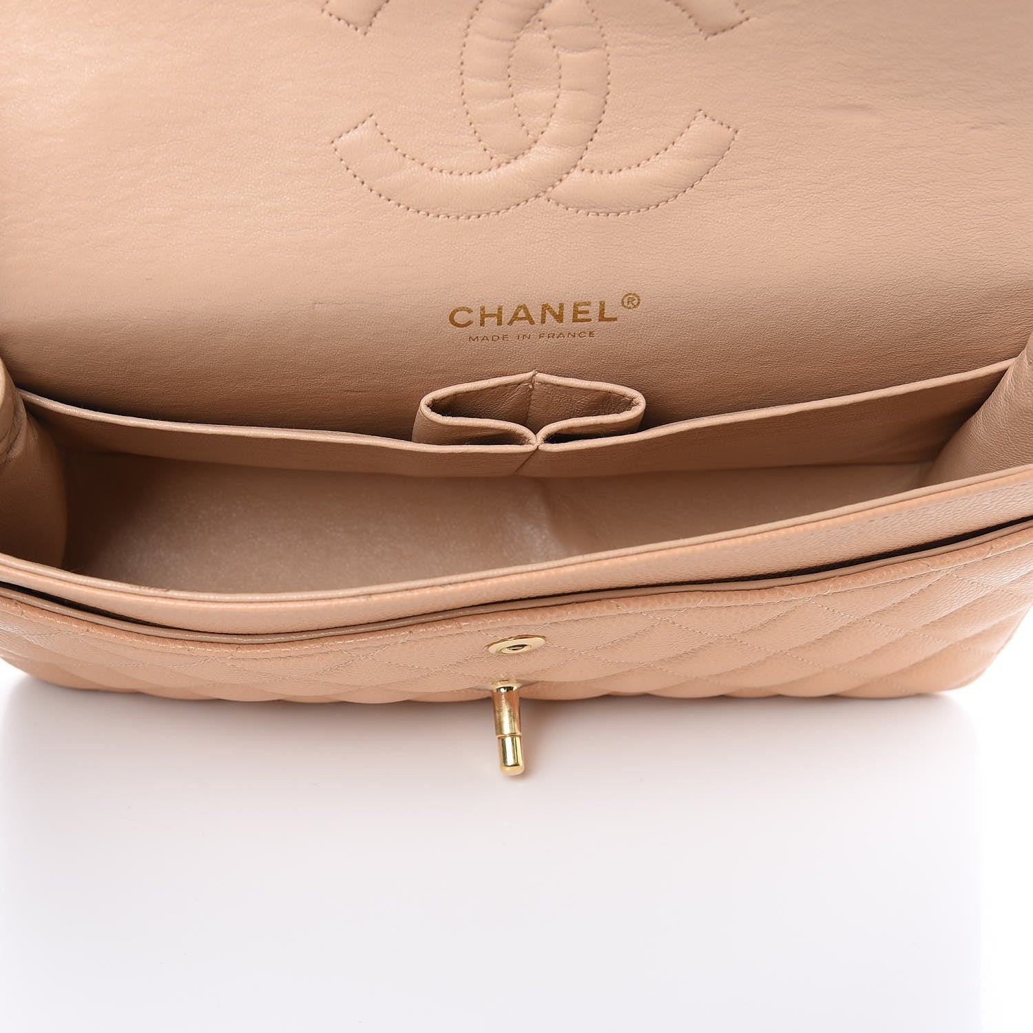 Chanel Caviar Quilted Medium Double Flap Beige 5 of 11