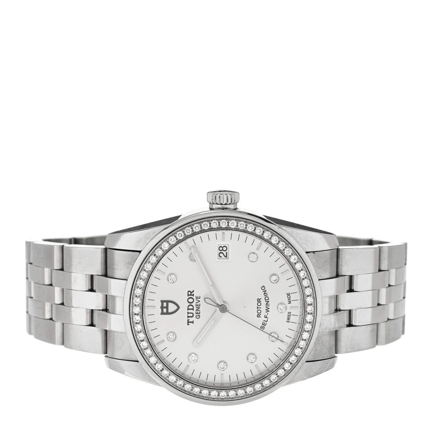 Stainless Steel Diamond Bezel 36mm Glamour Date Automatic Watch Silver 55020