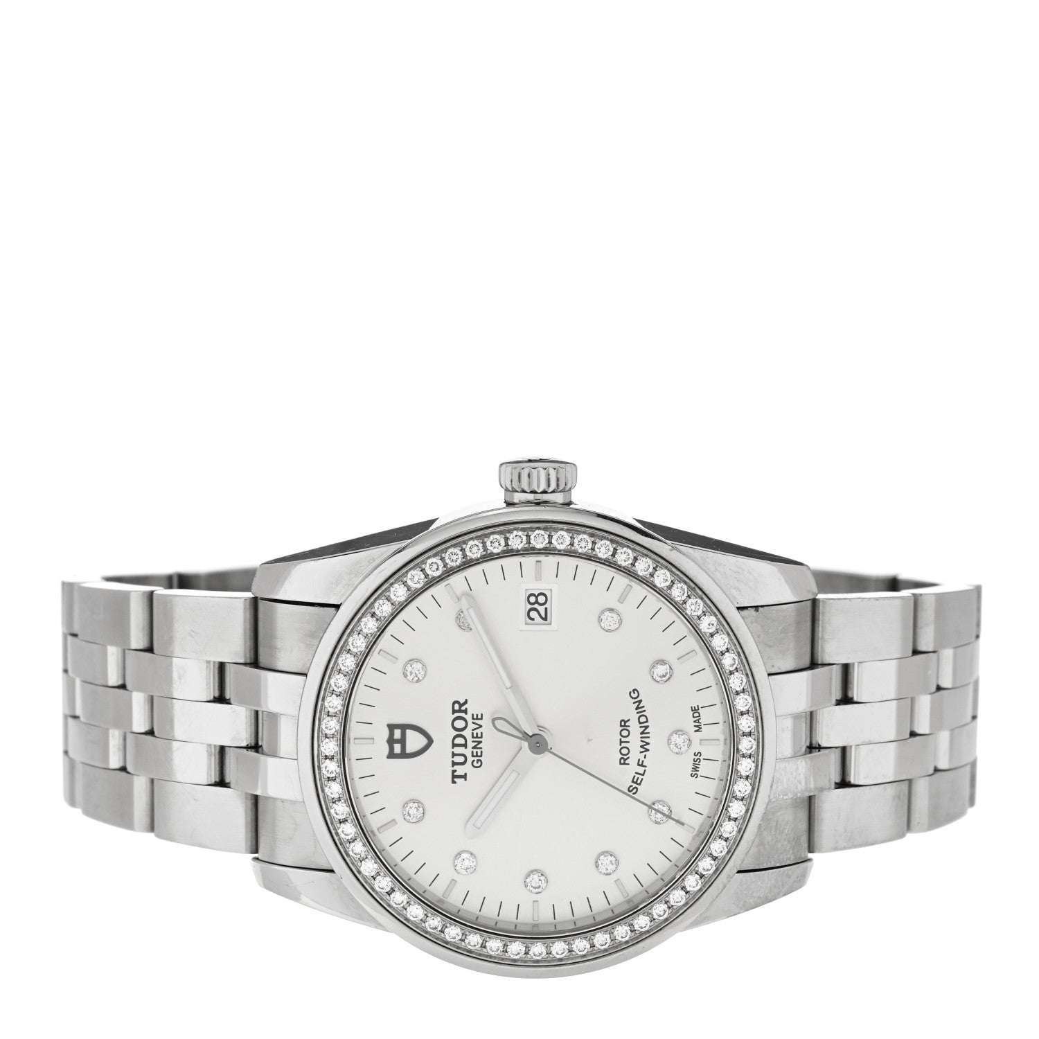 TUDOR Stainless Steel Diamond Bezel 36mm Glamour Date Automatic Watch Silver 55020 2 of 5