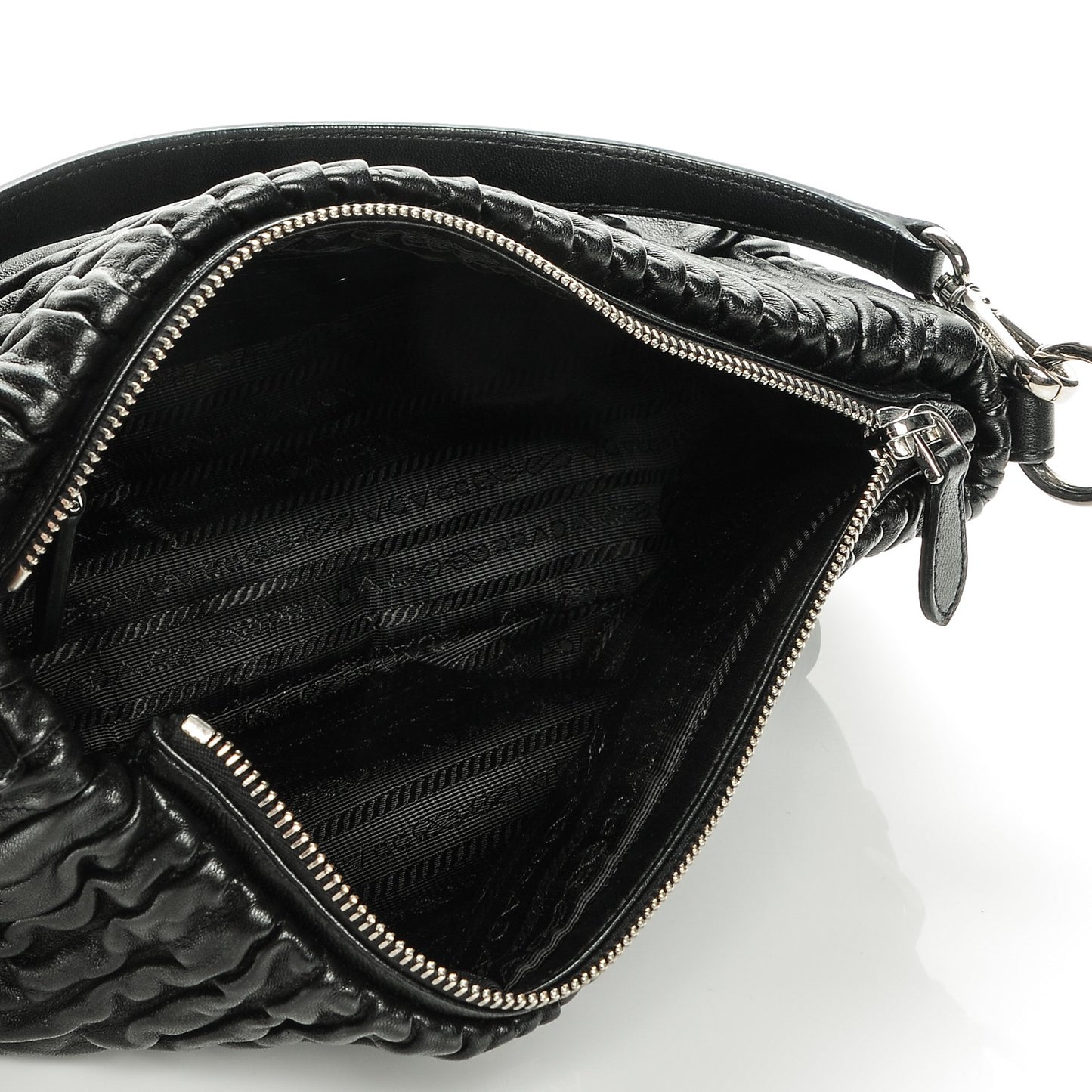 Nappa Drapes Shoulder Bag Nero Black