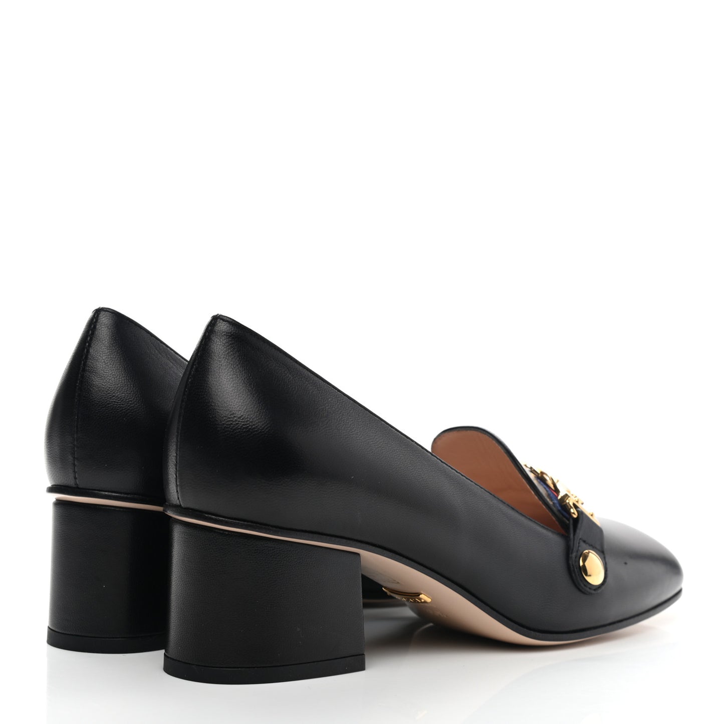 Malaga Kid Sylvie Web Chain Mid Heel Loafers 35.5 Black