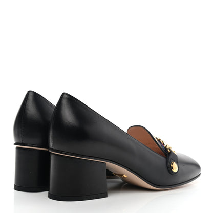Gucci Malaga Kid Sylvie Web Chain Mid Heel Loafers 35.5 Black 4 of 14