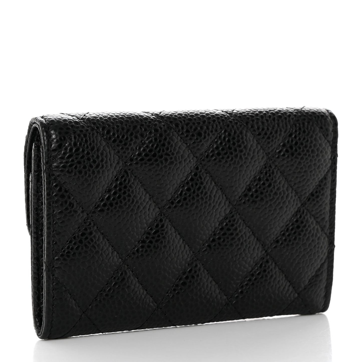 Caviar Quilted Flap Card Holder Black