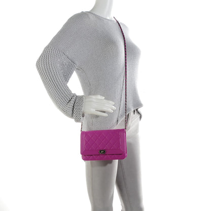 Chanel Lambskin Quilted Boy Wallet On Chain WOC Purple 2 of 8