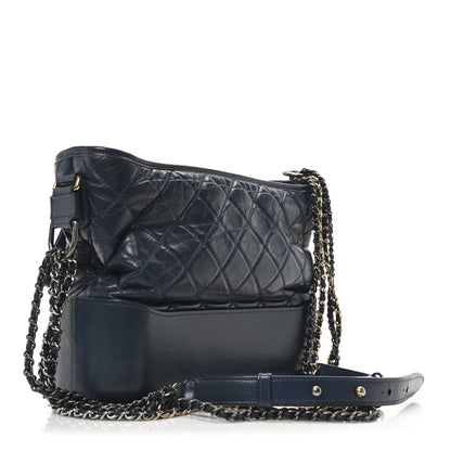 Chanel Patent Goatskin Quilted Medium Gabrielle Hobo Blue 3 of 10