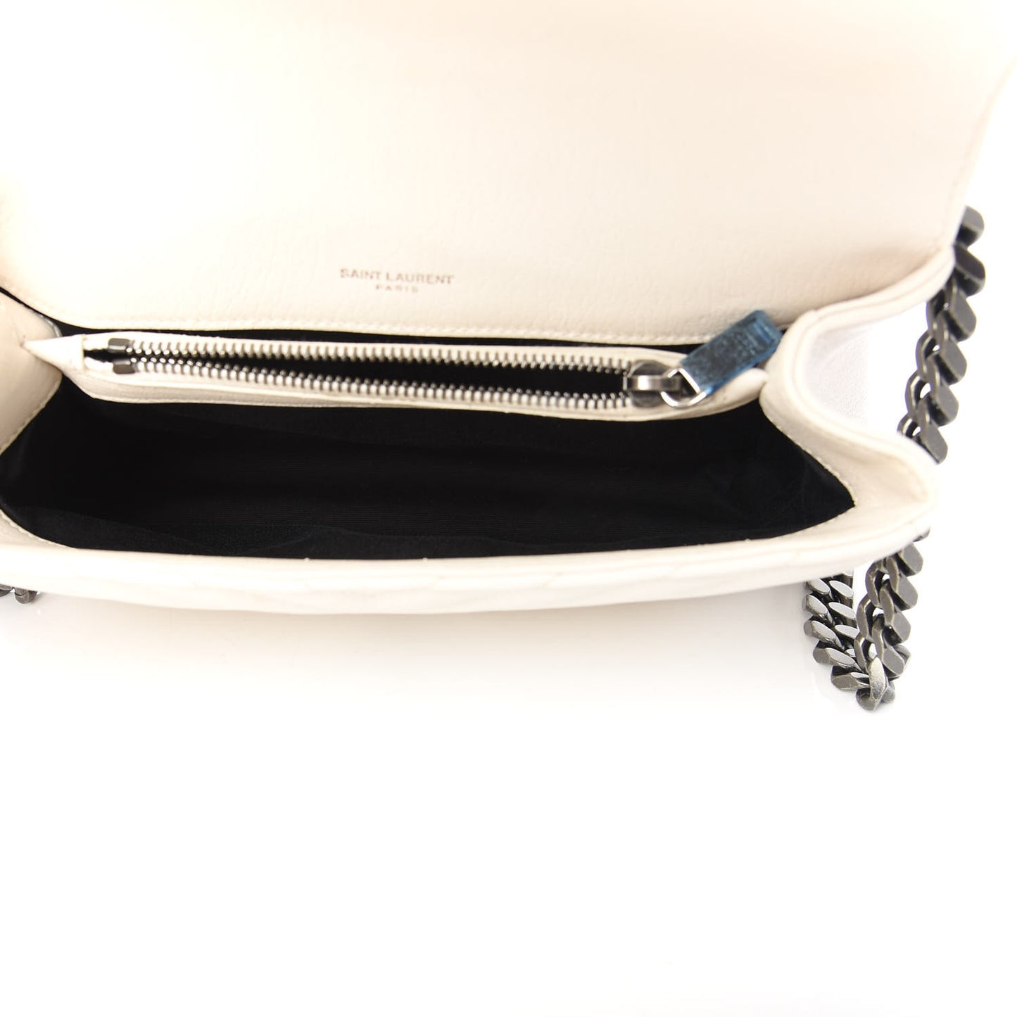 Sheepskin Matelasse Chevron Monogram Medium College Bag Dove White