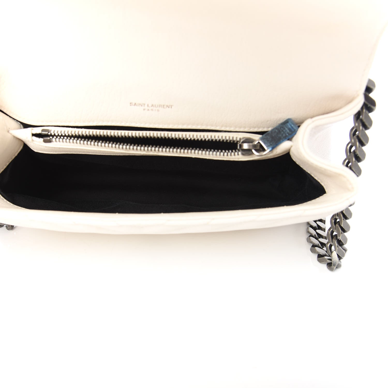 Saint Laurent Sheepskin Matelasse Chevron Monogram Medium College Bag Dove White 5 of 15