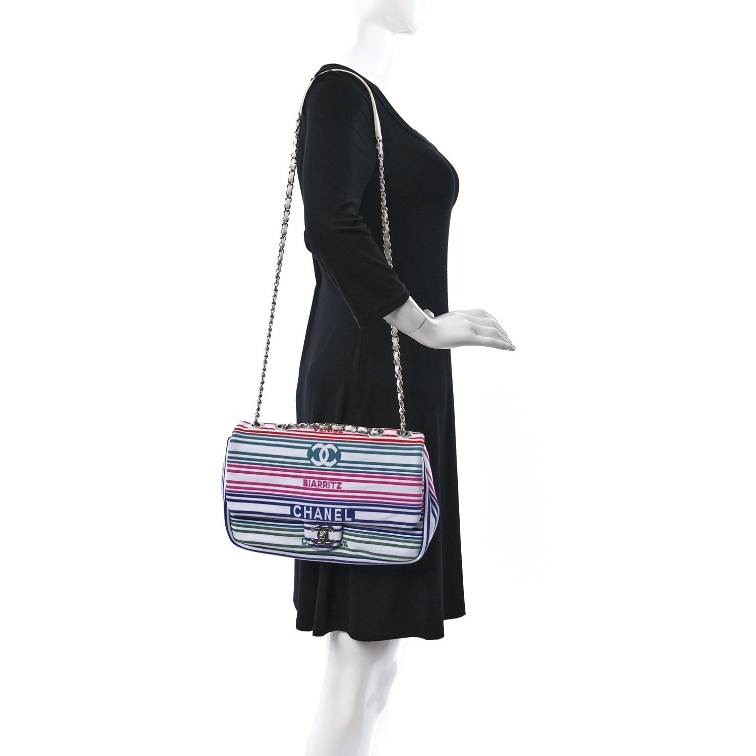 Chanel Mixed Fibers Lambskin Venise Biarritz Flap Bag Multicolor White 2 of 10