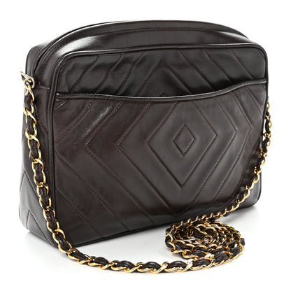 Chanel Lambskin Chevron Quilted Tassel Camera Case Brown 3 of 11