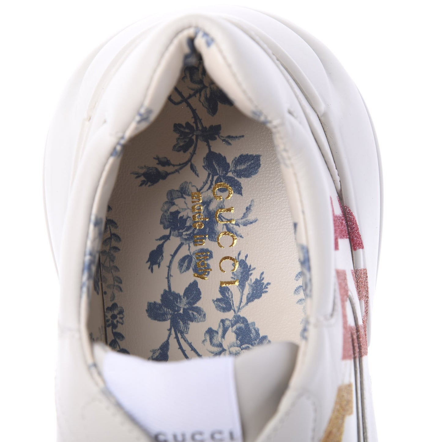 Calfskin Glitter Game Logo Womens Rhyton Sneakers 41 Mystic White