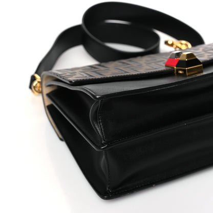 Fendi Vitello Liberty Bi-Color FF 1974 Embossed Kan I Shoulder Bag Black Maya 8 of 9