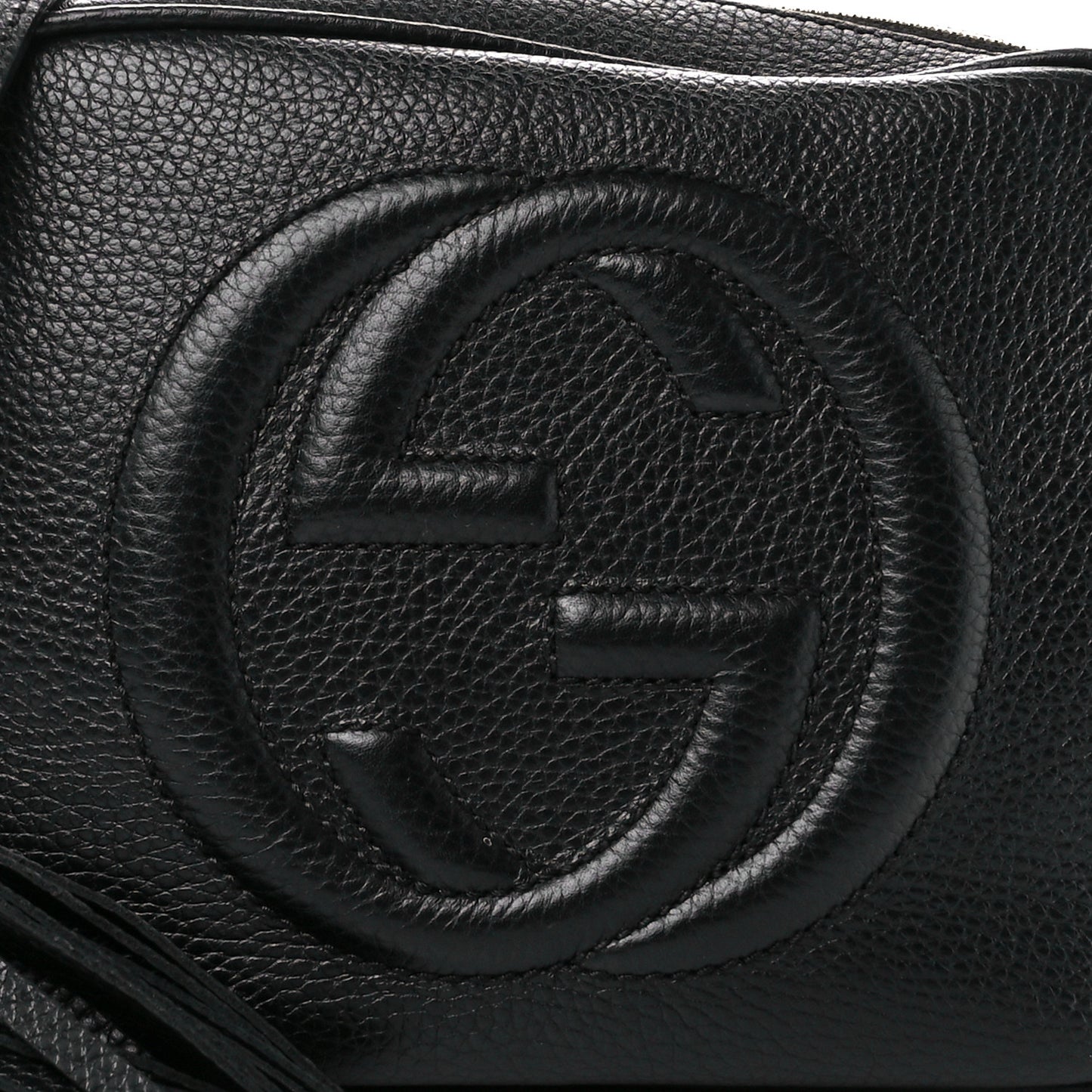 Pebbled Calfskin Small Soho Disco Bag Black