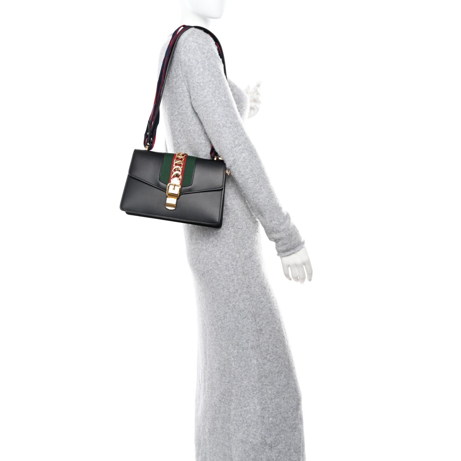 Gucci Calfskin Small Sylvie Shoulder Bag Black 2 of 16