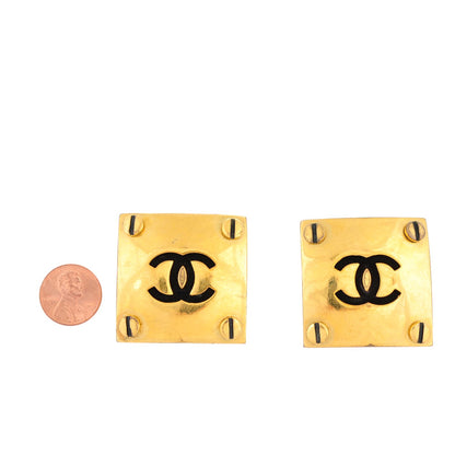 Chanel Square CC Clip On Earrings Gold 2 of 4