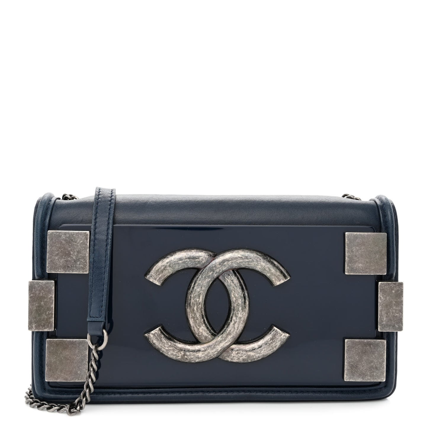 Lambskin Horizontal Boy Brick Flap Blue