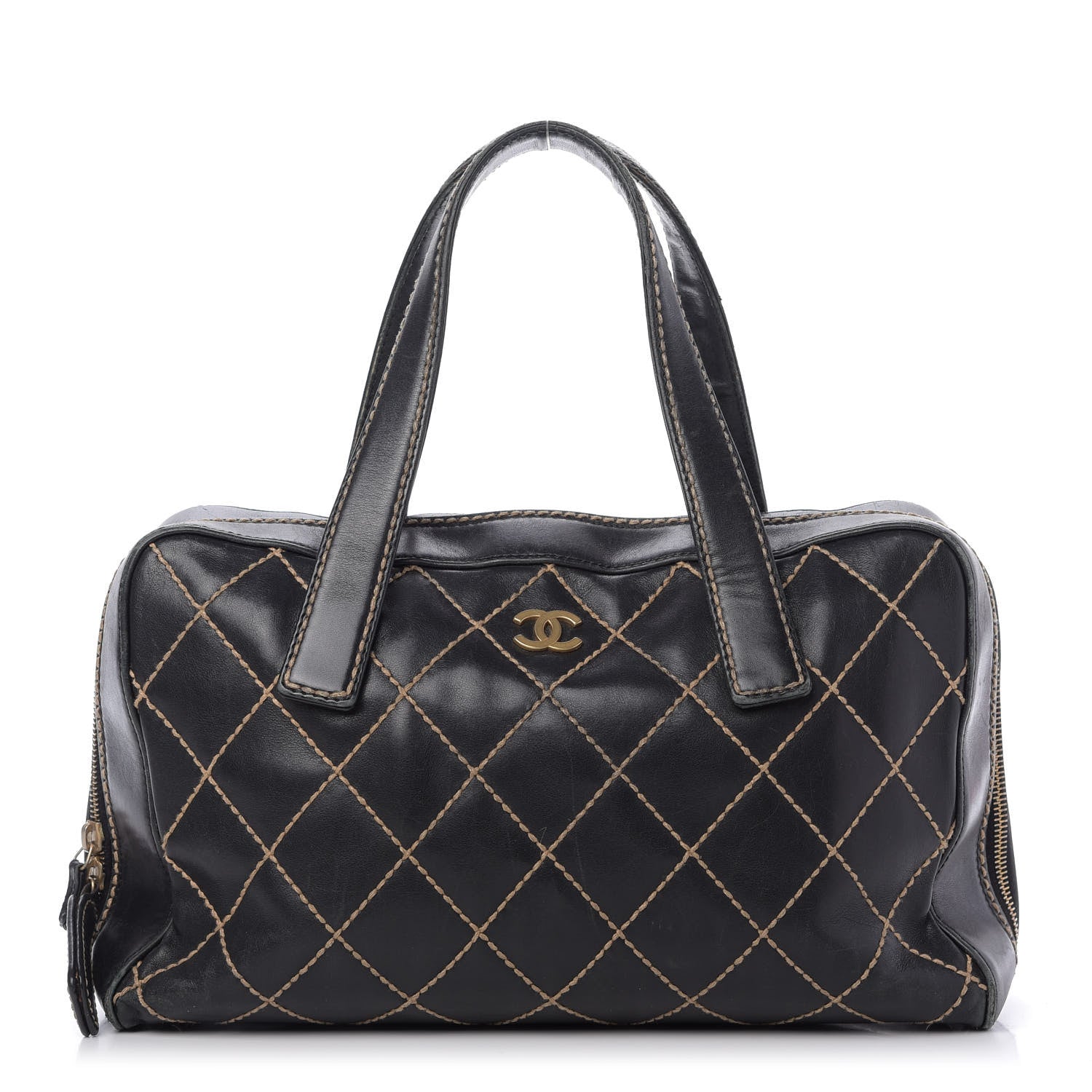 Chanel Calfskin Wild Stitch Top Handle Bag Black 1 of 11