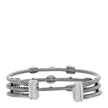 David Yurman Sterling Silver Blue Topaz Hampton Blue Topaz Iolite Diamond Three Row Confetti Cuff Bracelet 2 of 3