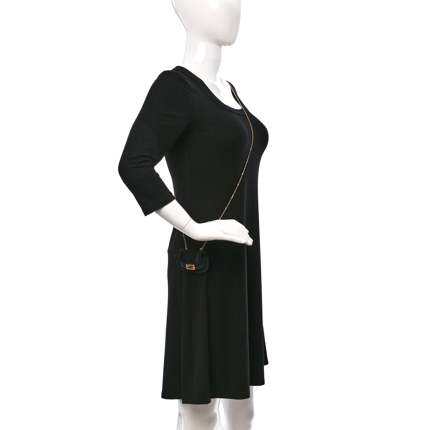 Fendi Silk Satin Pico Baguette Charm Blue Velvet Black 2 of 8