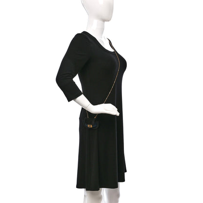 Fendi Silk Satin Pico Baguette Charm Blue Velvet Black 2 of 8
