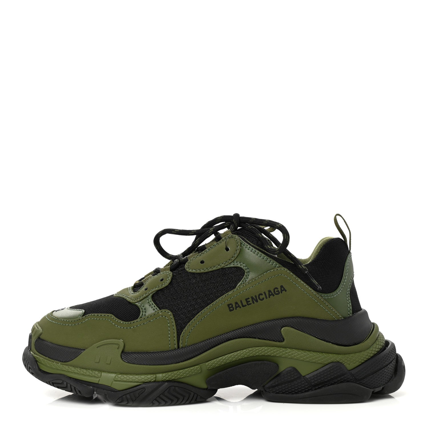 Balenciaga Fabric Mesh Mens Triple S Sneakers 42 Black Kaki 1 of 10