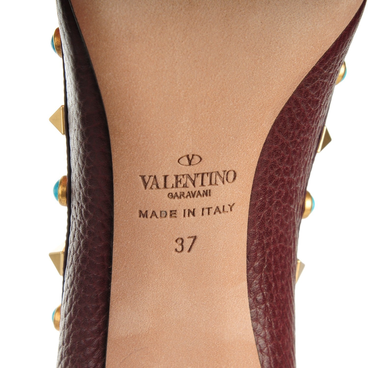 Valentino Garavani Pebbled Calfskin Rockstud Rolling 100mm Pumps 37 Rubin 6 of 8