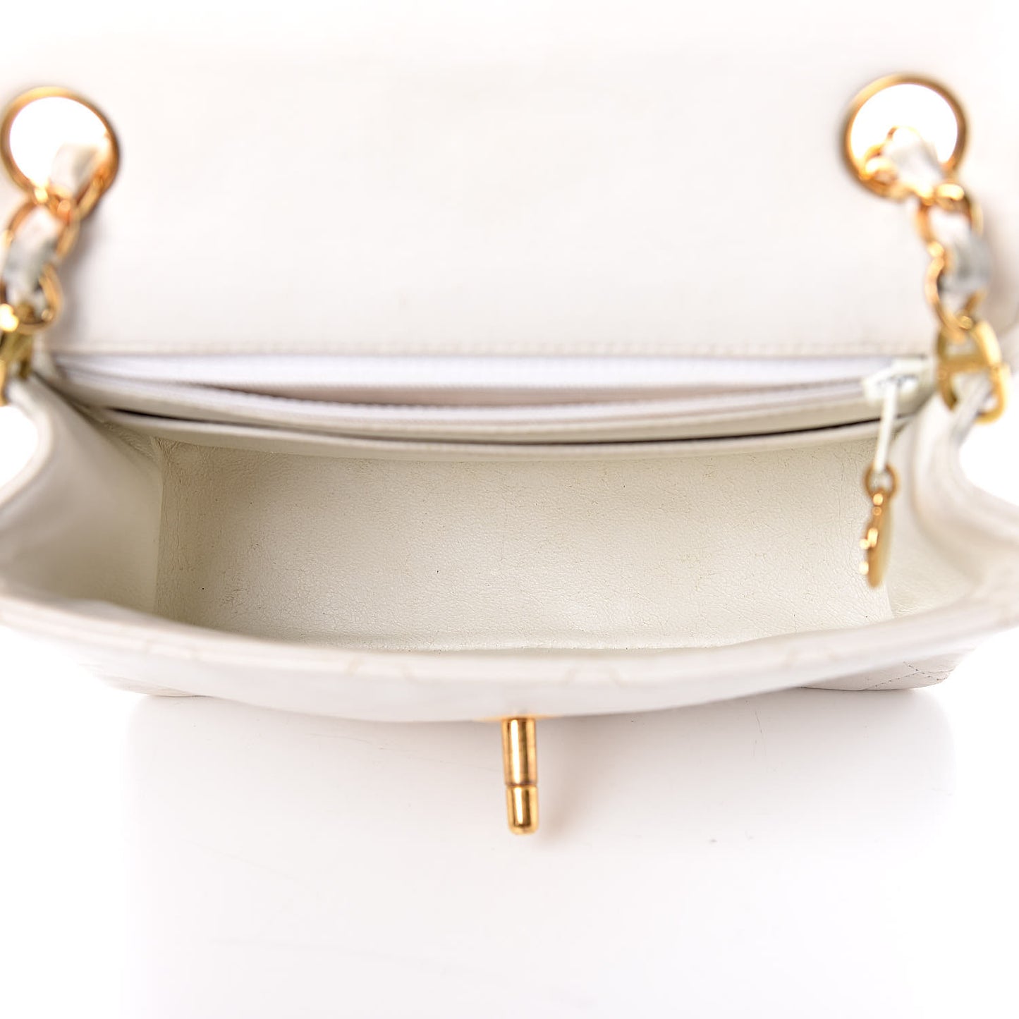 Lambskin Quilted Mini Square Flap White