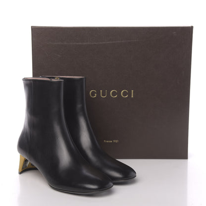 Gucci Calfskin Diamond Heel Ankle Boots 37 Black 9 of 9