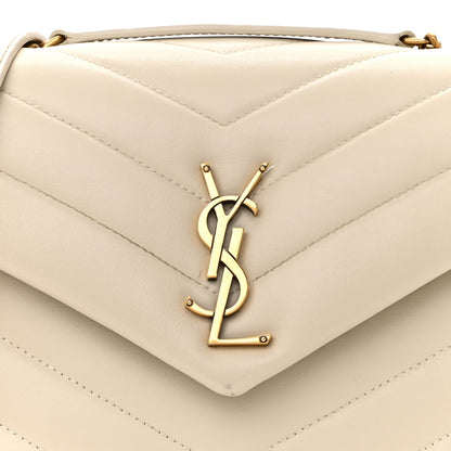 Saint Laurent Calfskin Y Quilted Monogram Small Loulou Chain Satchel Crema Soft 8 of 18