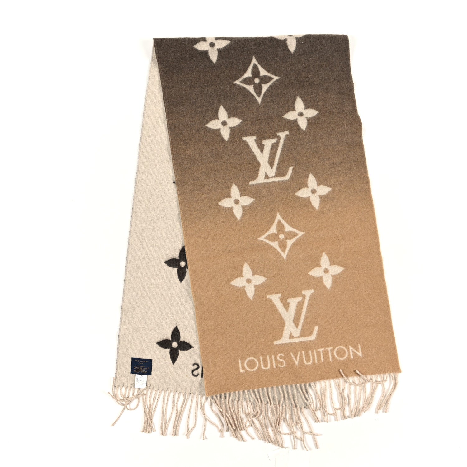 Louis Vuitton Cashmere Monogram Reykjavik Scarf Beige 2 of 3