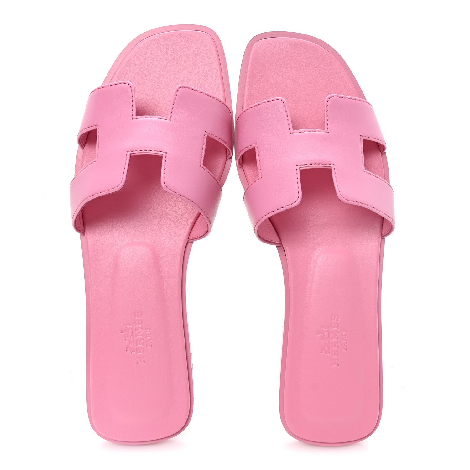 Hermes Box Calfskin Oran Sandals 37.5 Rose Petale 2 of 9