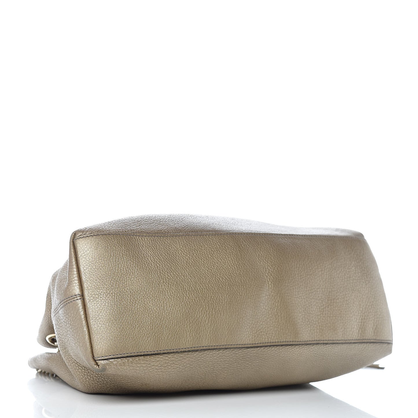 Metallic Pebbled Calfskin Medium Soho Chain Shoulder Bag Golden Beige