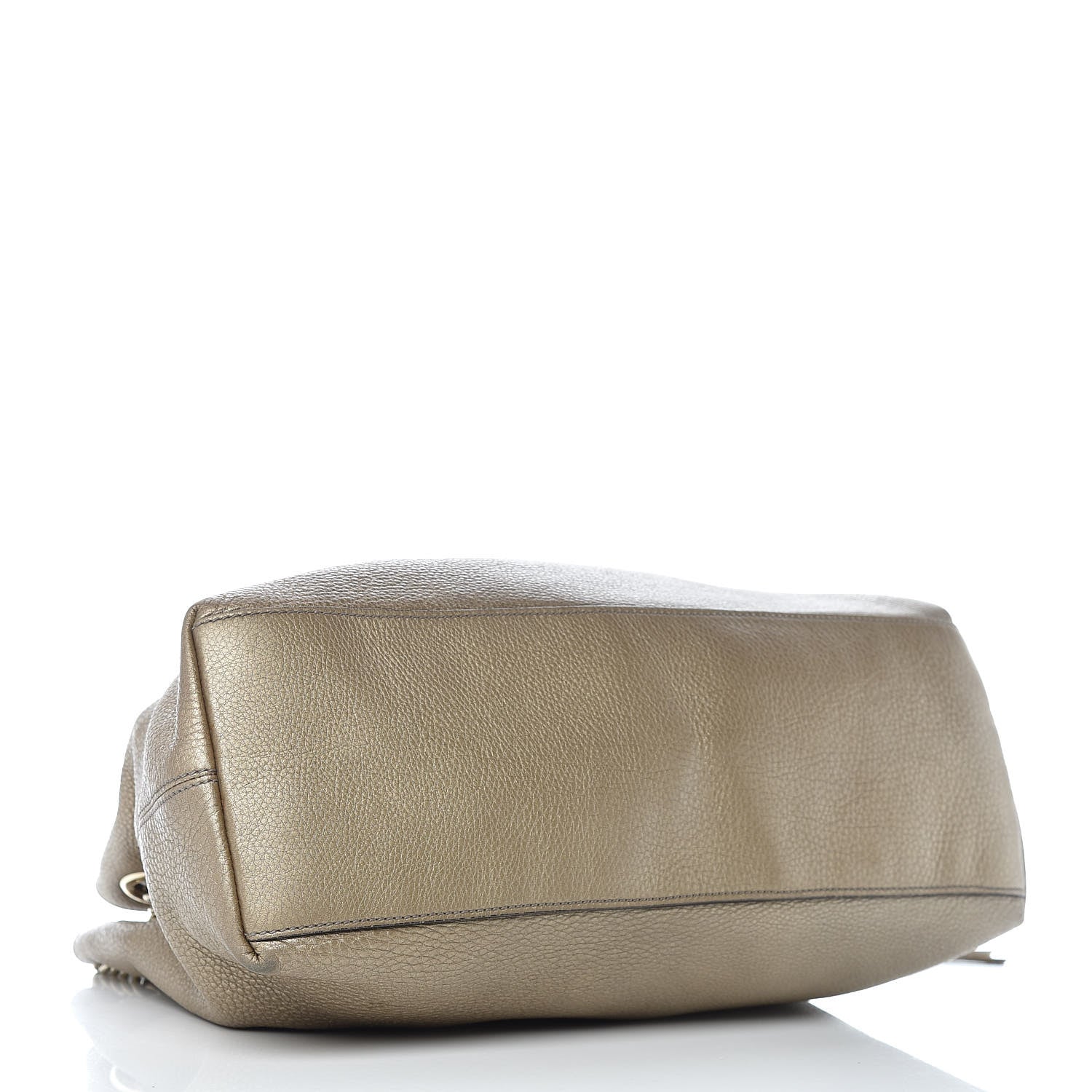 Gucci Metallic Pebbled Calfskin Medium Soho Chain Shoulder Bag Golden Beige 4 of 12