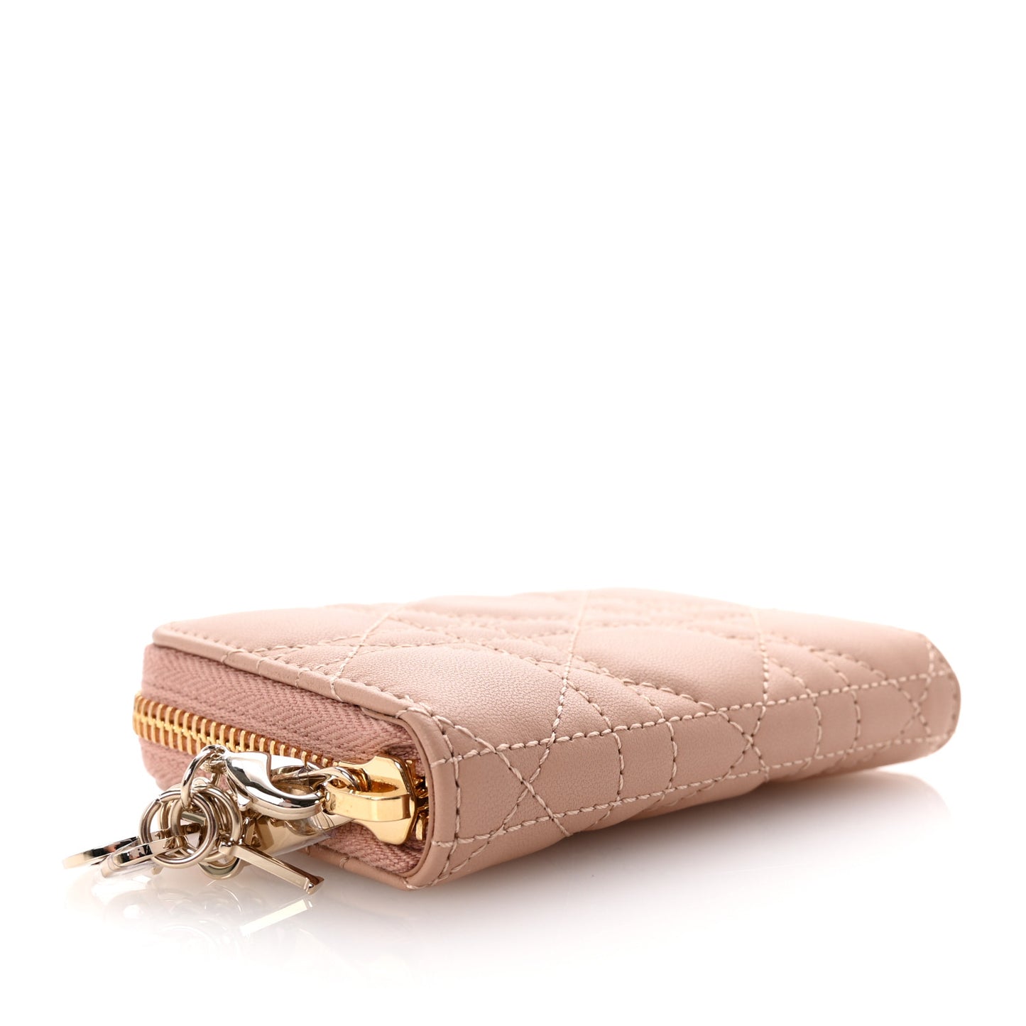 Lambskin Cannage Small Lady Dior Voyageur Coin Purse Rose Des Vents