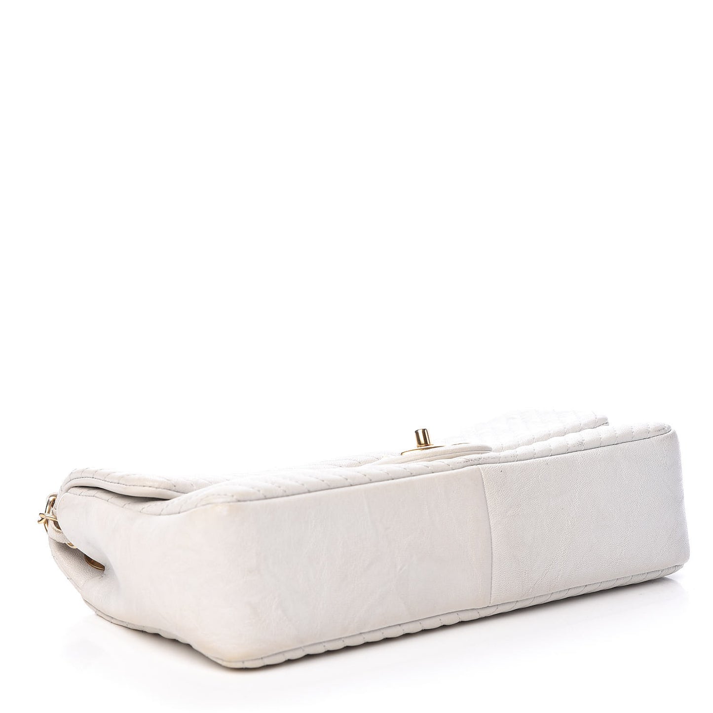 Calfskin Surpique Chevron Medium Flap White