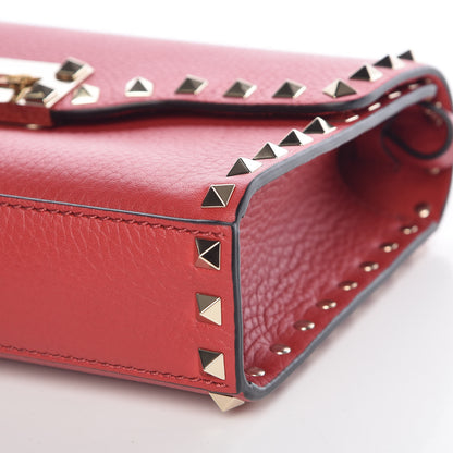 Valentino Garavani Pebbled Calfskin Medium Rockstud Flip Lock Crossbody Bag Red 9 of 10
