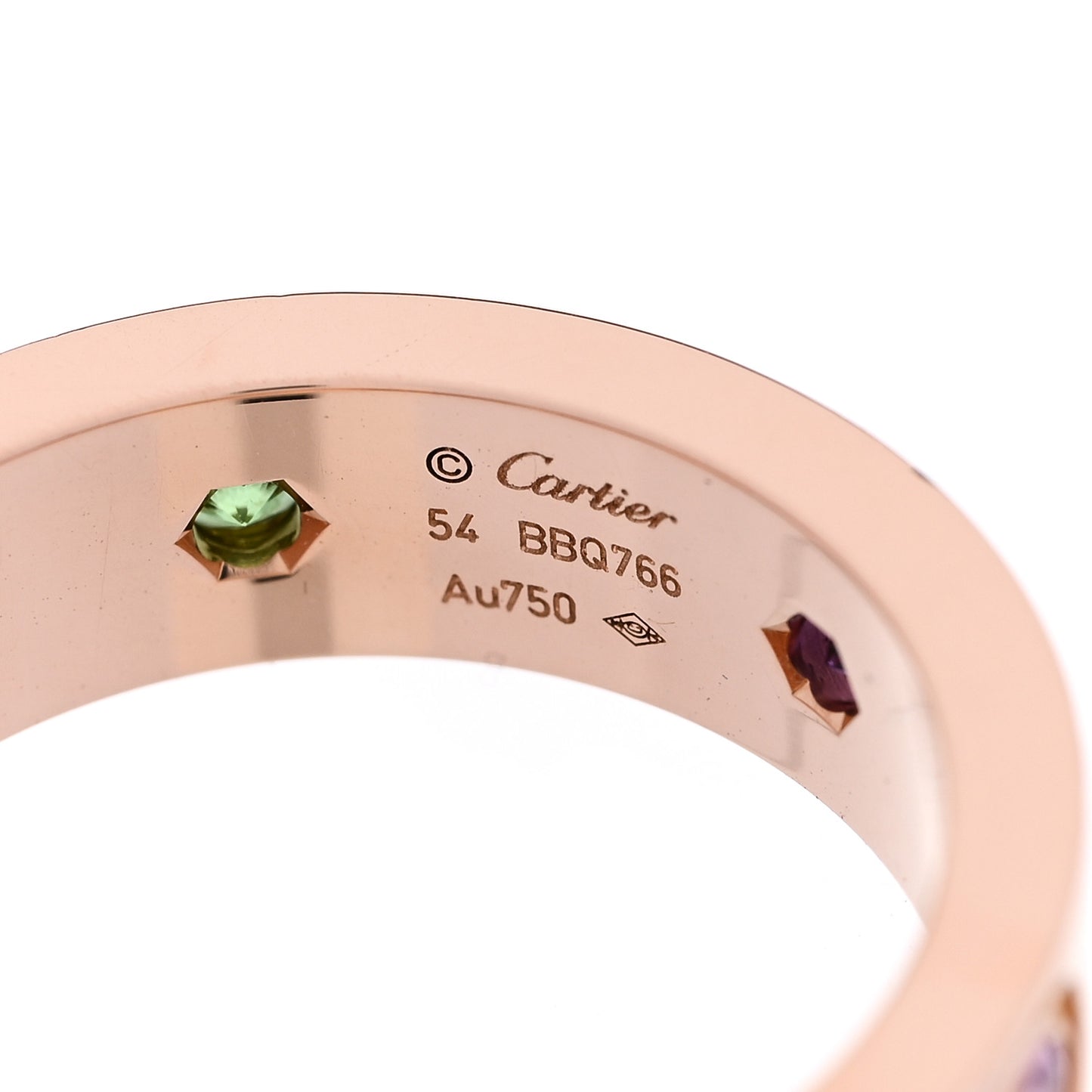 18K Pink Gold Sapphire Garnet Amethyst 5.5mm LOVE Ring 54 7