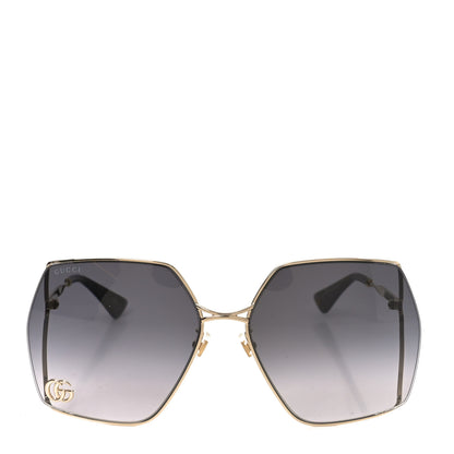 Gucci Metal Square Frame Sunglasses GG0817S Gold Grey 2 of 7