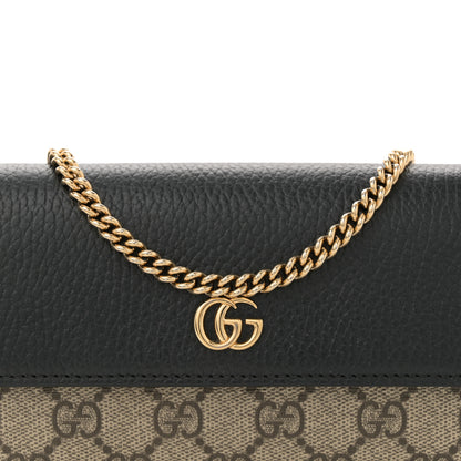 Gucci Dollar Calfskin GG Supreme Monogram Petite GG Marmont Wallet Chain Bag Black Beige Ebony 8 of 13