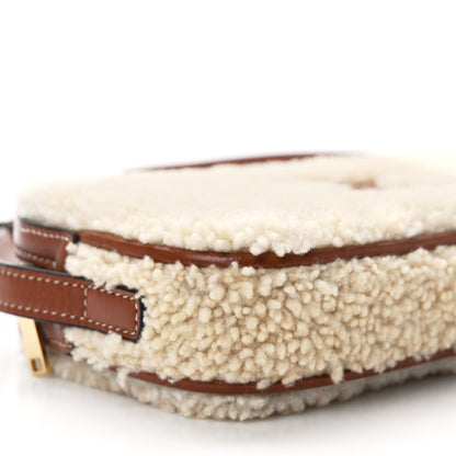 Celine Shearling Calfskin Cuir Triomphe Mini Camera Shoulder Bag Natural Tan 9 of 11