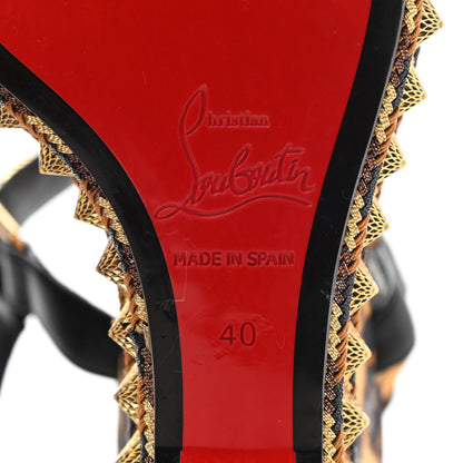 Christian Louboutin Nappa Silk Leopard Pira Ryad 110 Wedge Sandals 40 Black Marron 6 of 8