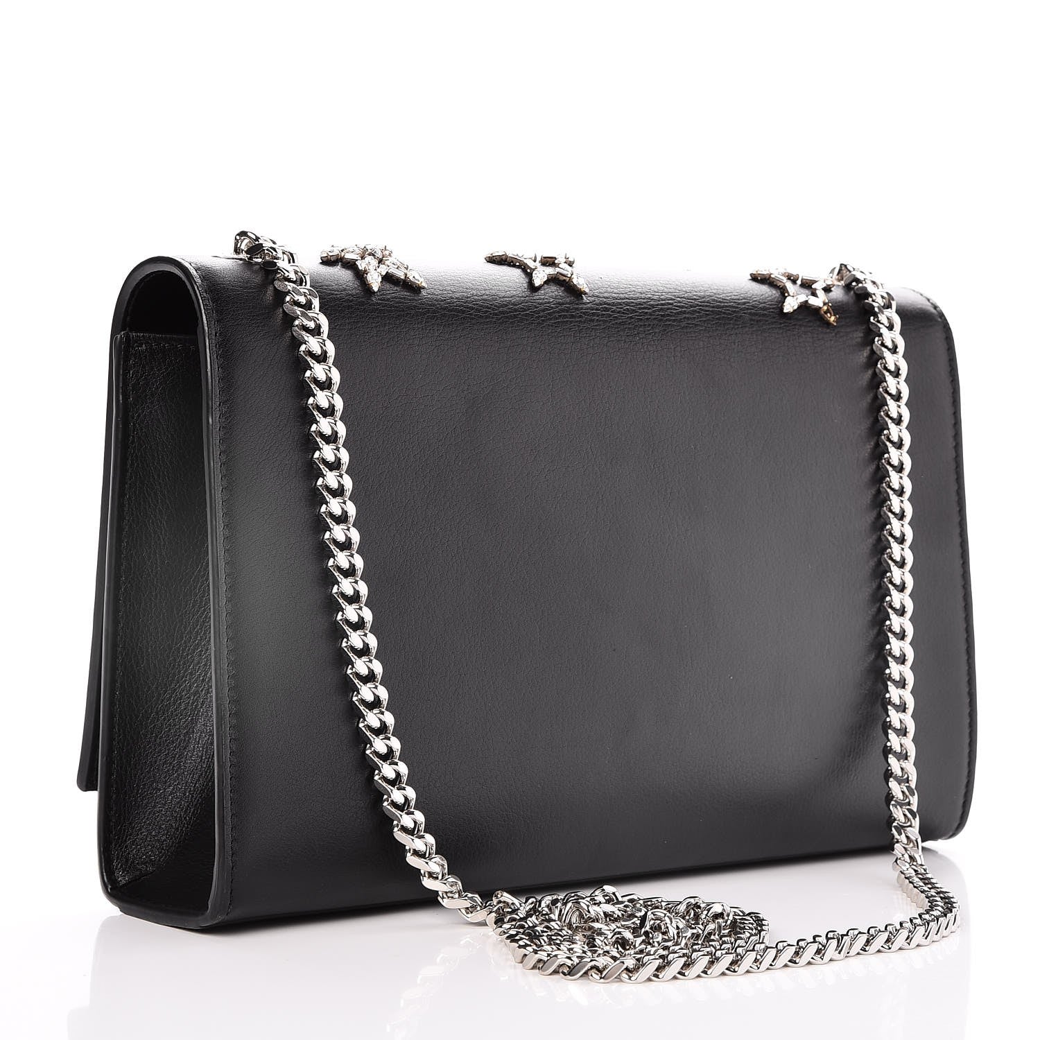 Saint Laurent Calfskin Crystal Star Medium Monogram Kate Satchel Black 3 of 9