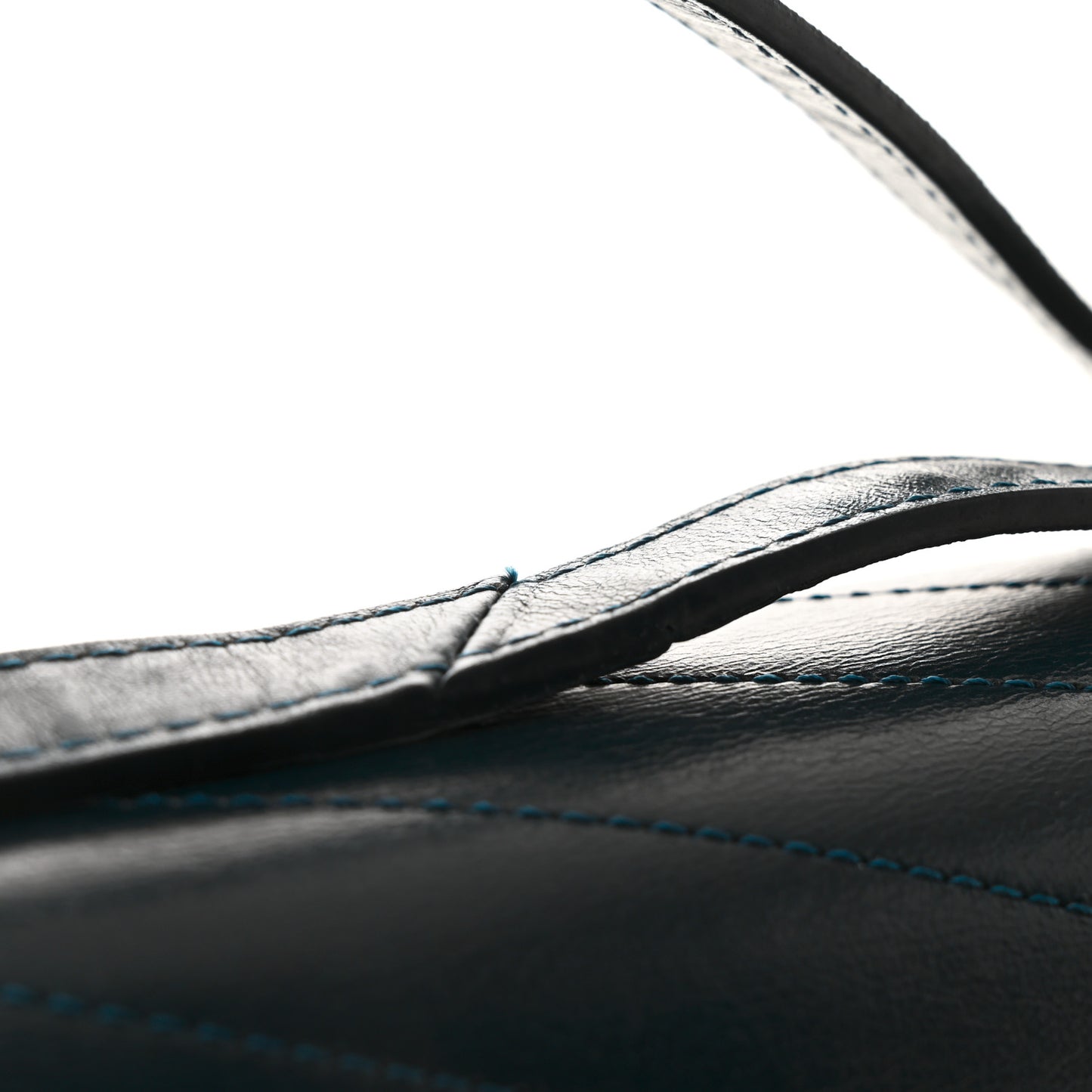 Calfskin Chevron Quilted Medal Flap Blue