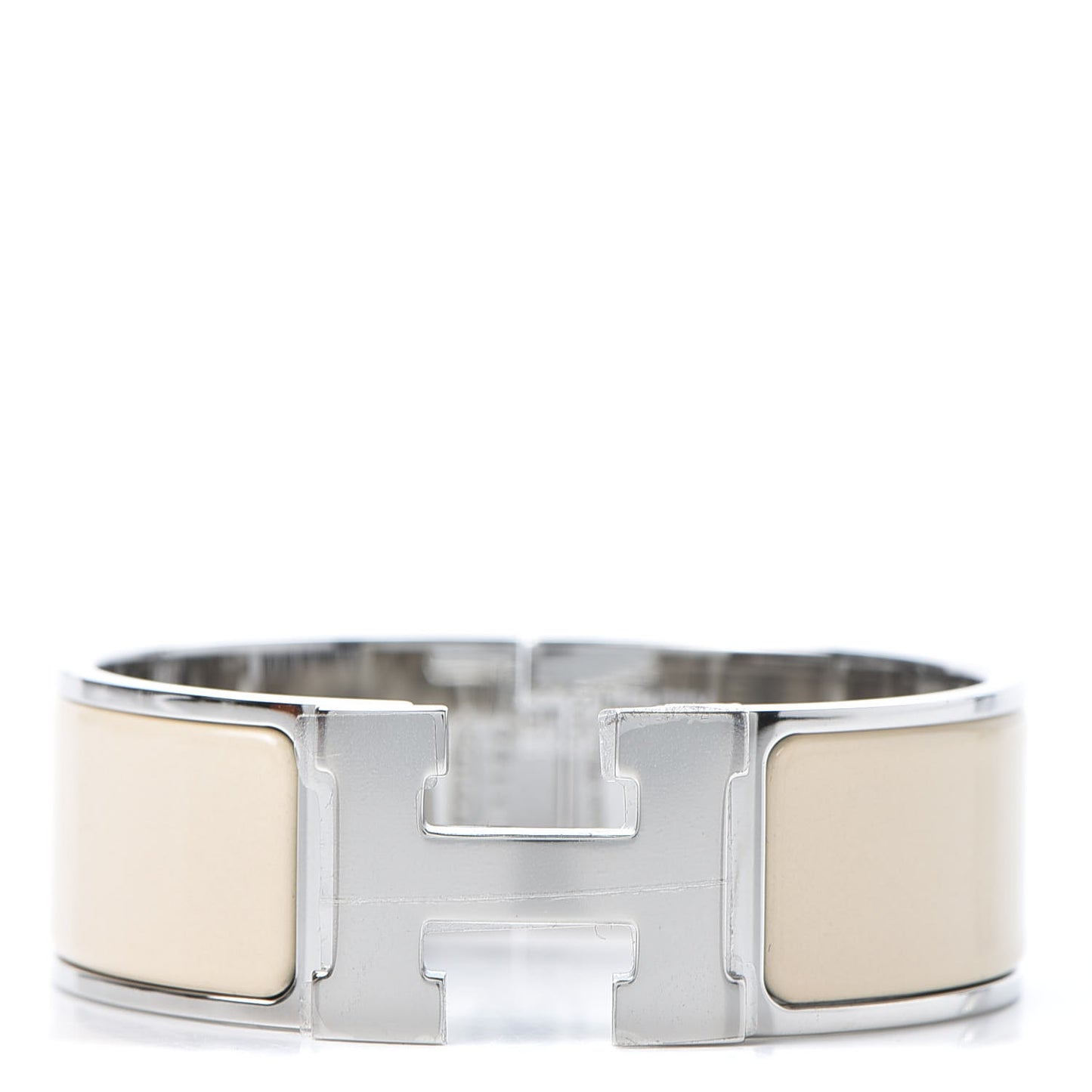 Enamel Wide Clic Clac H Bracelet PM Beige Nacre