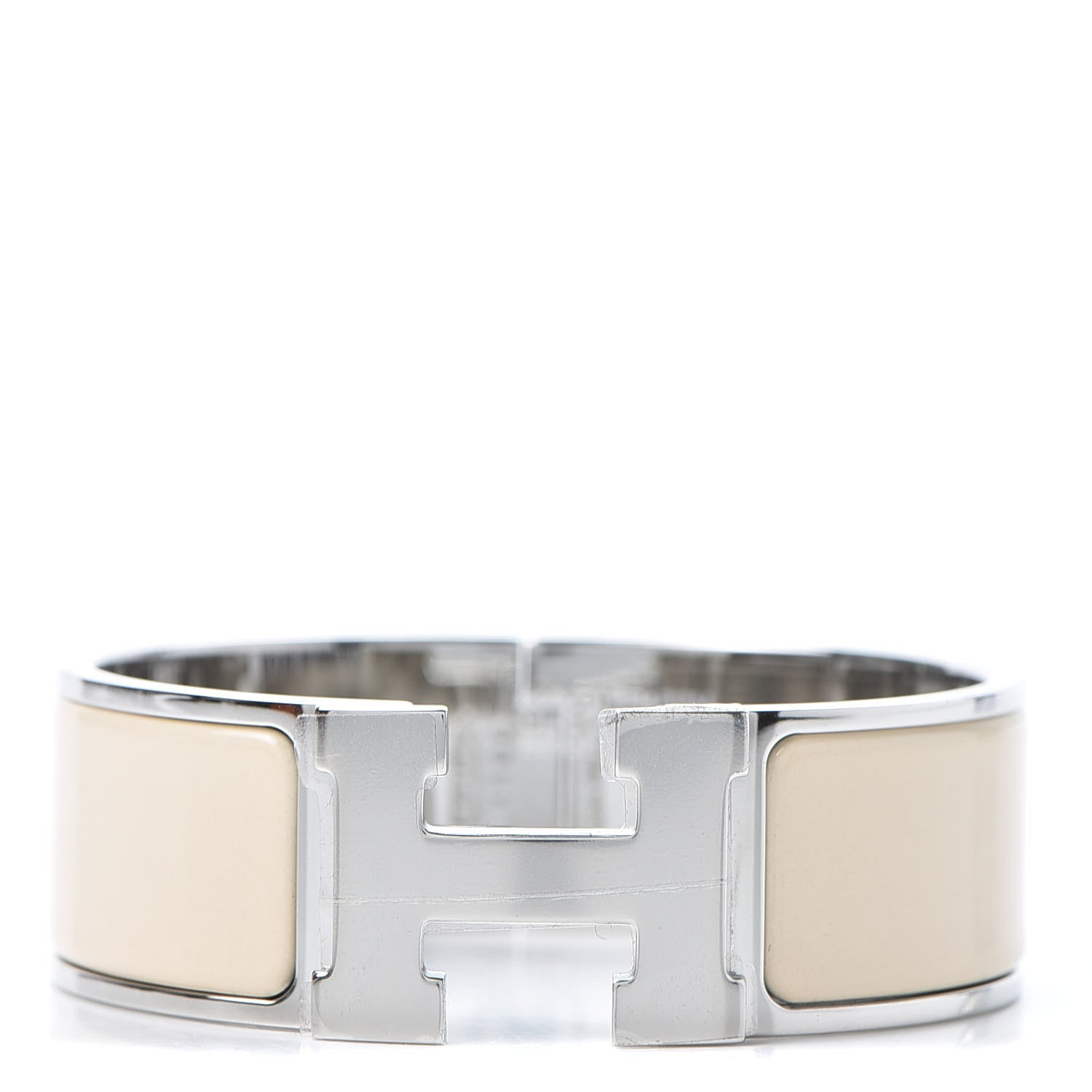 Hermes Enamel Wide Clic Clac H Bracelet PM Beige Nacre 1 of 3