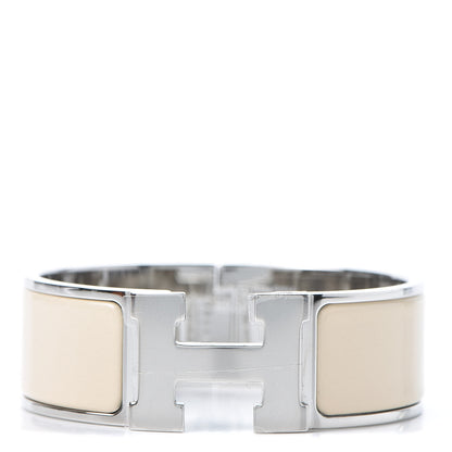 Hermes Enamel Wide Clic Clac H Bracelet PM Beige Nacre 1 of 3