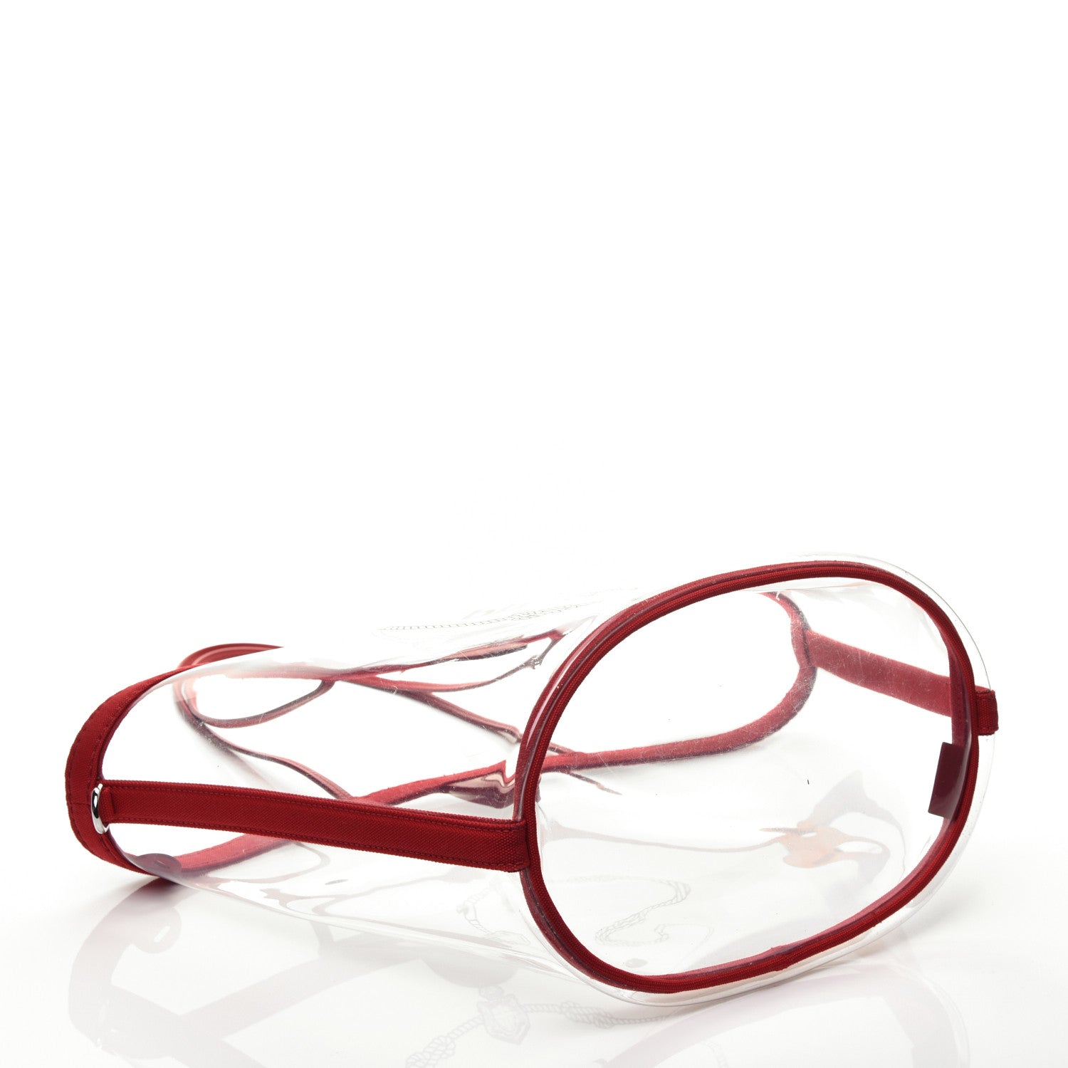 Prada Plexiglass Calfskin Small Shopper Tote Rosso 4 of 8