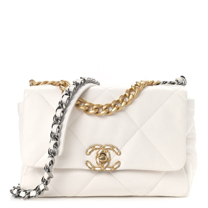 Chanel Goatskin Quilted Medium Chanel 19 Flap White 1 of 10