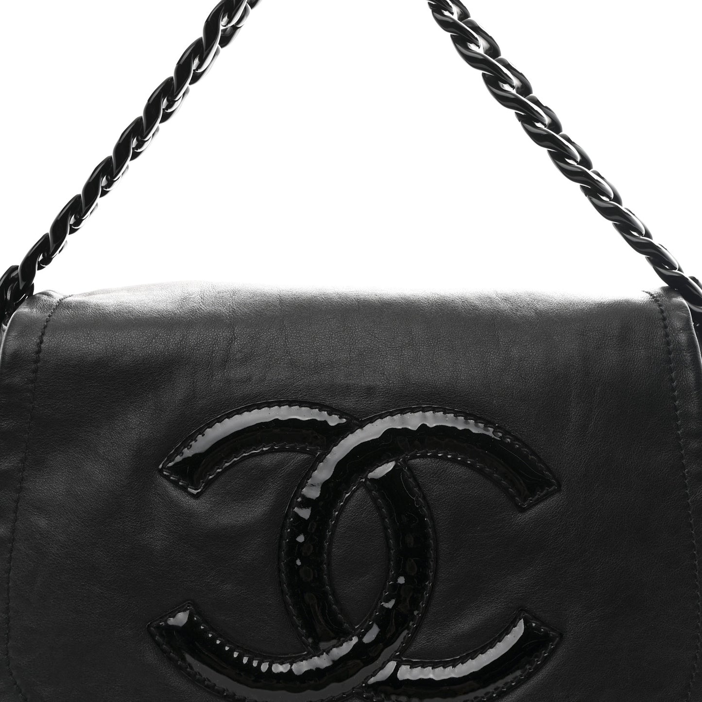 Calfskin Modern Chain Rhodoid Flap Black